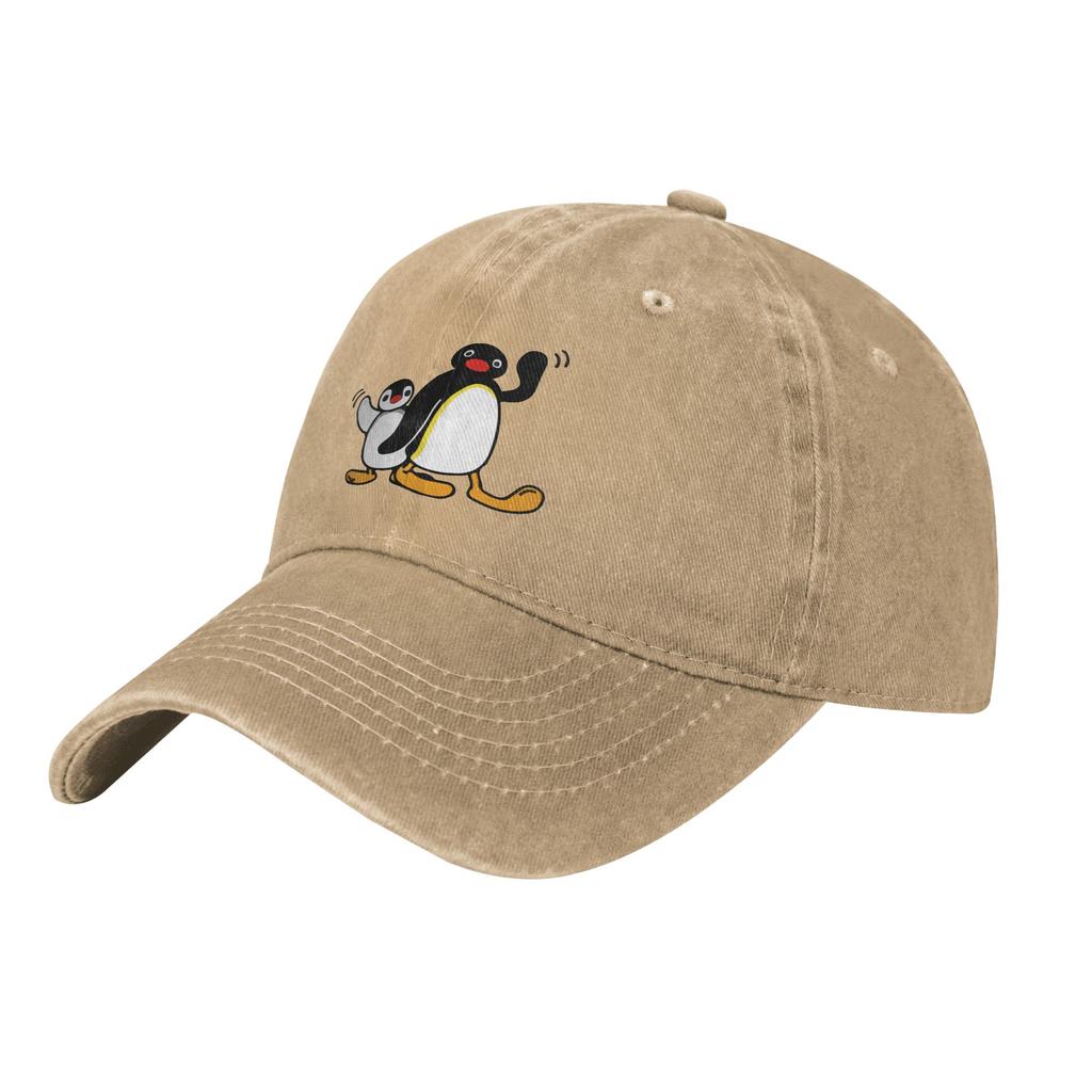 Vintage Pingu Baseball Cap Unisex Women Distressed Washed Headwear Penguin Cartoon Meme Outdoor Activities Adjustable Fit Caps Hat