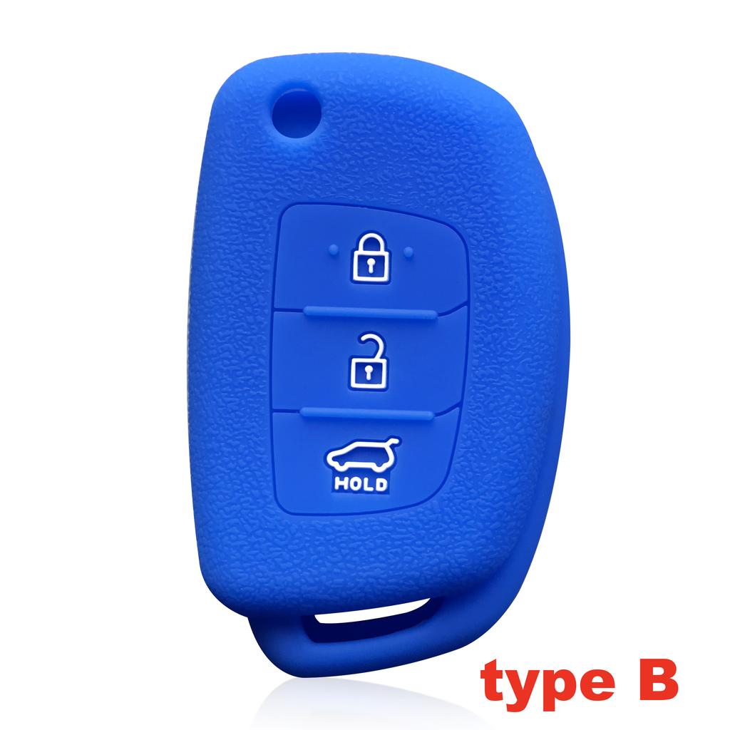 Key Case for Hyundai Accent Ix25 Tucson Ix35 2014 Elantra Creta Verna I40 I10 Solaris 2015 2016 2021 3 Button Silicone Key Cover