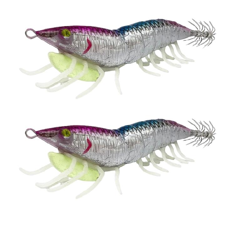 1 Pair Lures Baits Squid Jig with Rings Bead Fishing Lures Glow Jig Hook Artificial Baits Squid Jig Cuttlefish Hook