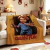 Good Guys Classic Horror Doll Pattern Theme Flannel Blanket Warm Comfortable Fleece Blanket For Office Sofa Party Decor Halloween Gift