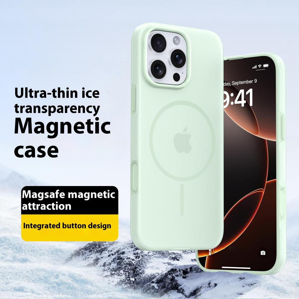 For iPhone 16 Pro Max Case Compatible with MagSafe Ice-Transparent Liquid Silicone + PC Phone Cover