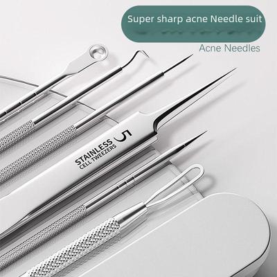 Stainless Steel Blackhead Remover: Acne Needle & Tweezers Set