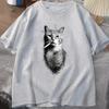 Cat Lover Casual Short Sleeve Tshirt Vintage Western Cowboy Cat Graphic T Shirts Unisex Cat Owner Country Western Casual Tee