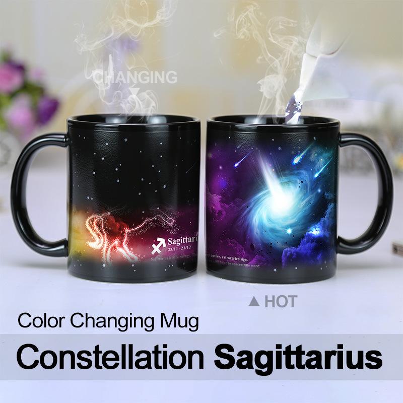 Starry Sky Purple Illusion 12 Constellation Color Changing Water Cup Ceramic Mug Suitable for Couples To Give Gifts