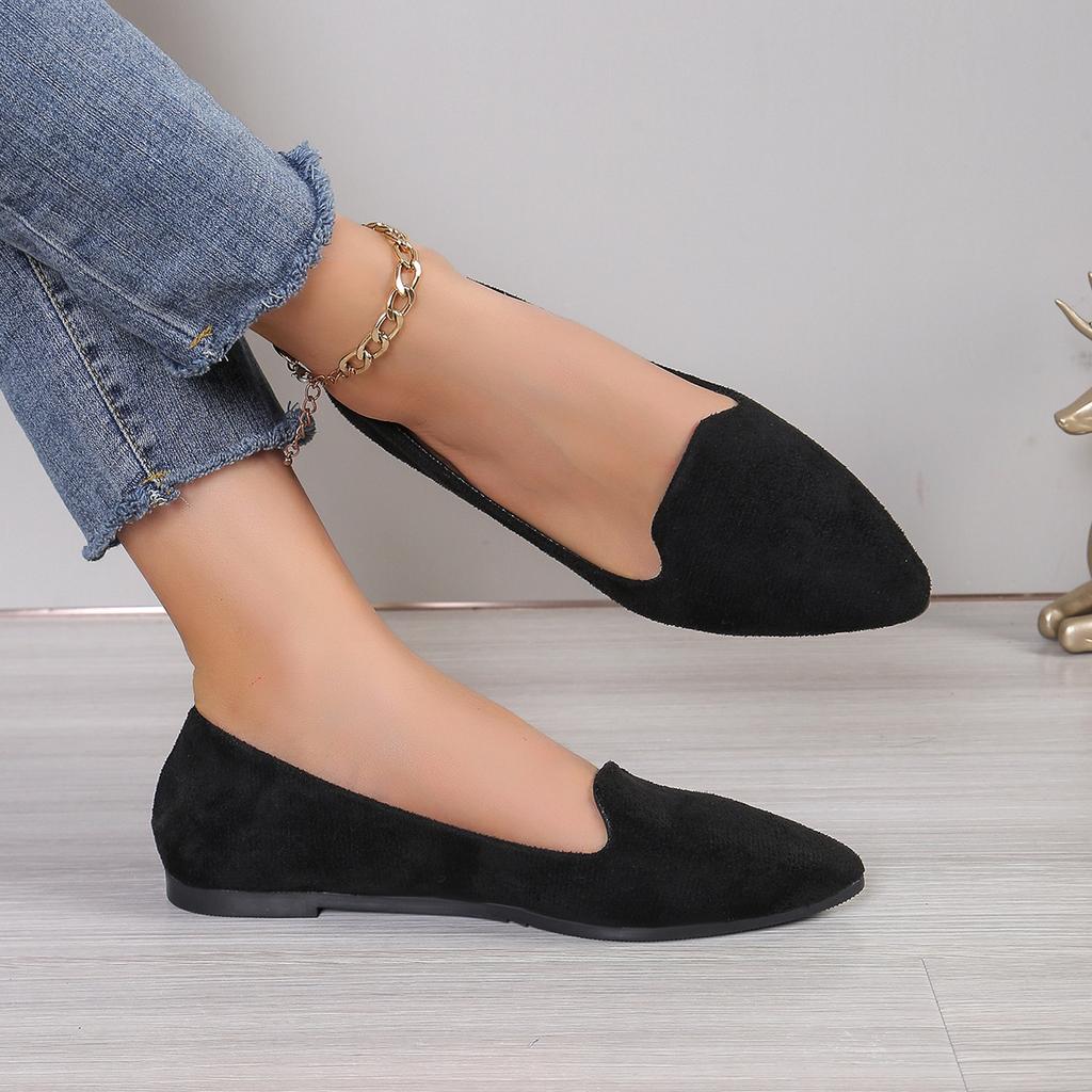 Fashion 2024 Spring and Autumn Fashion New Style Casual Comfortable Solid Color Pointed Women's Shallow Mouth Flat Shoes