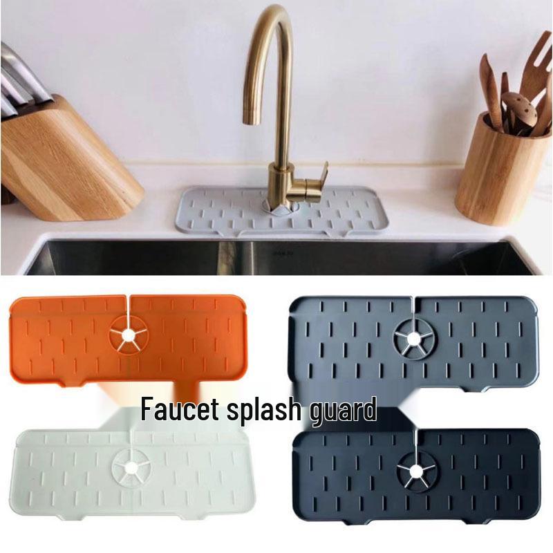 Silicone Faucet Splash Guard and Drain Pad for Kitchen Sinks