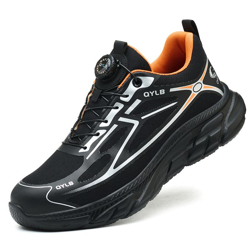 

non-slip light safety shoes with rotary button breathable work shoes men industrial construction comfortable safety toe sneakers 36