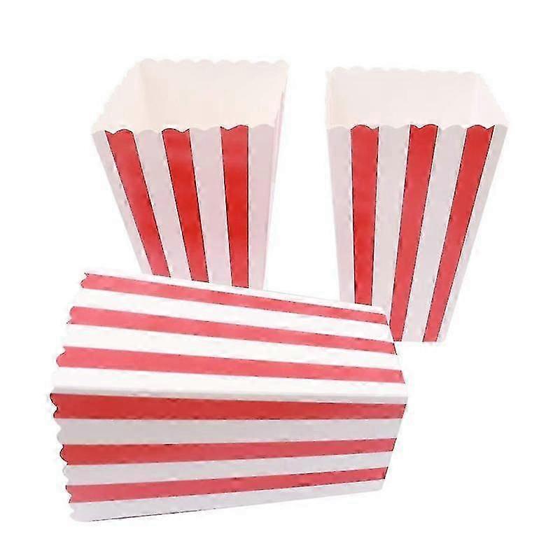 Barsinfi 50-Pack Popcorn Bags with Striped Paper Popcorn Boxes - Cardboard Candy Containers for Parties, Sweets & Kids Use