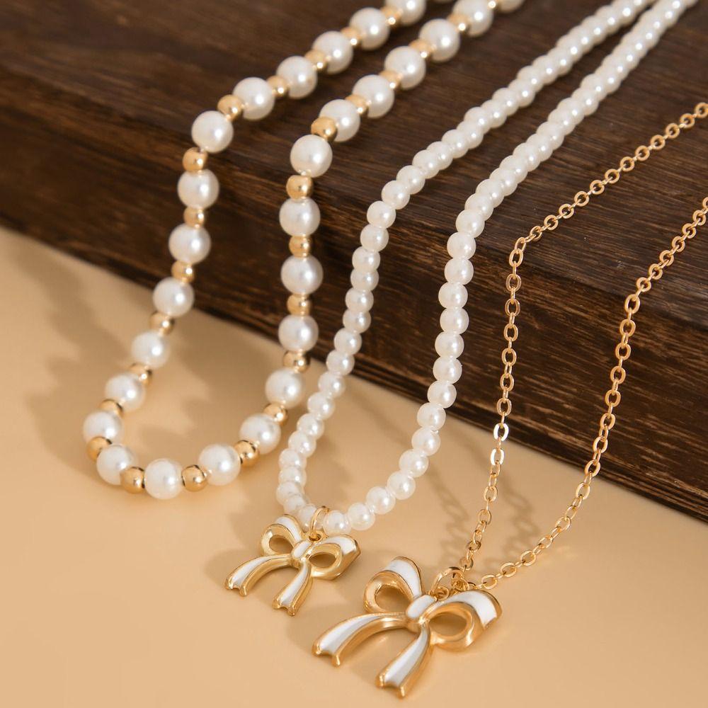 Pendant Clavicle Chain Women Sun Moon Star Bowknot Clavicle Necklace  Vacation