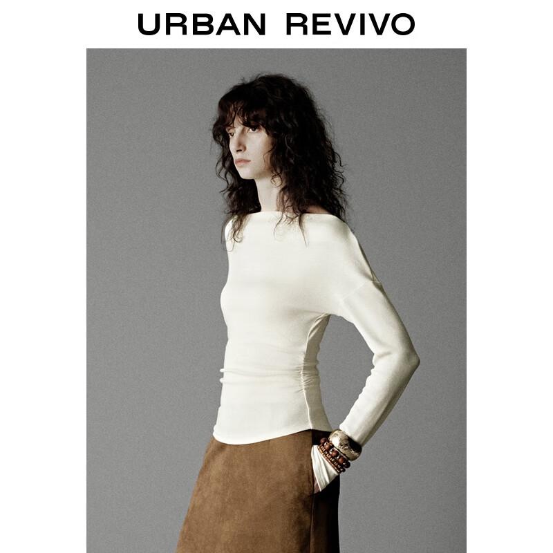 UR Women's Drape Neck Pleated Long Sleeve T-Shirt