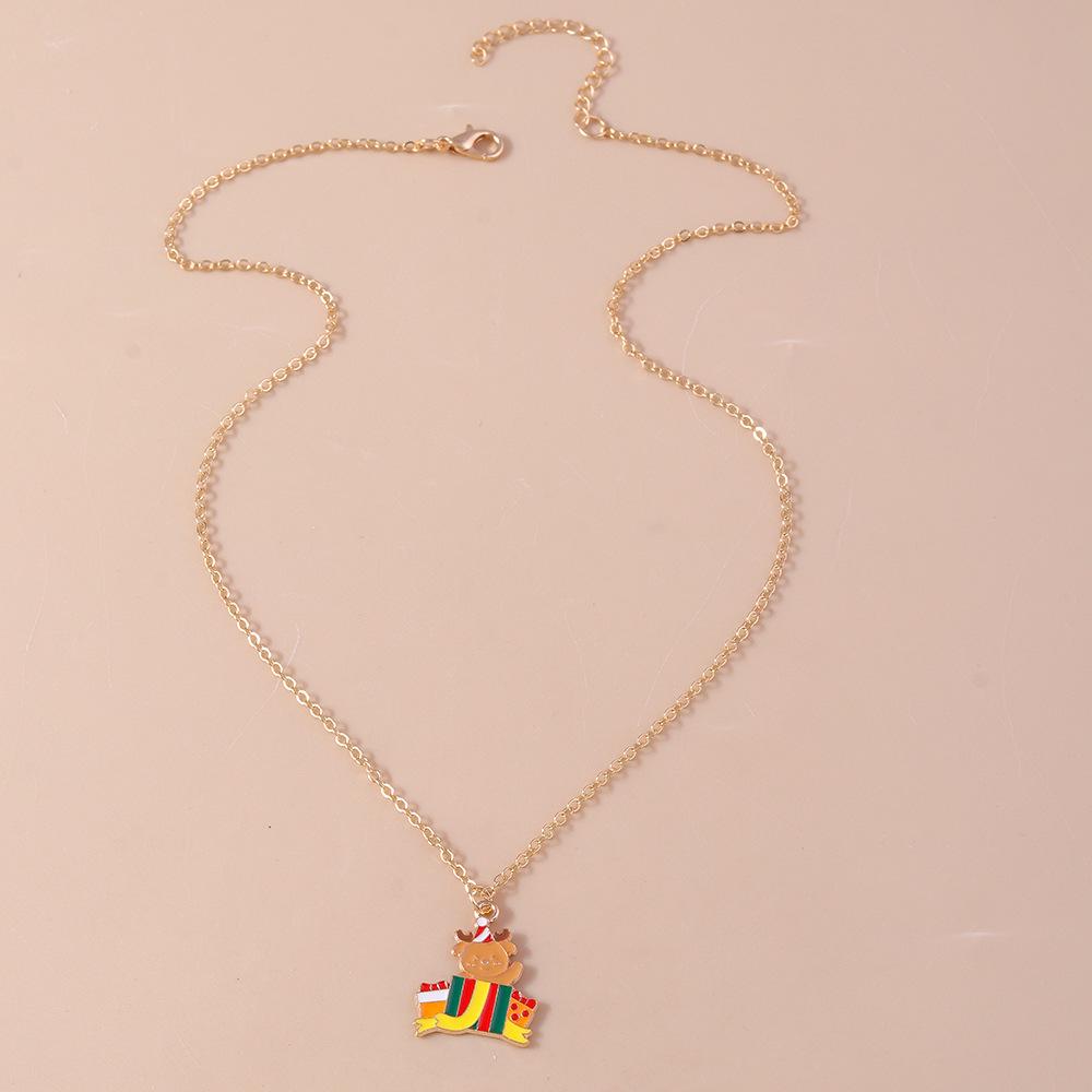 Trendy Christmas Necklace with Santa, Wreath, and Snowman Pendants