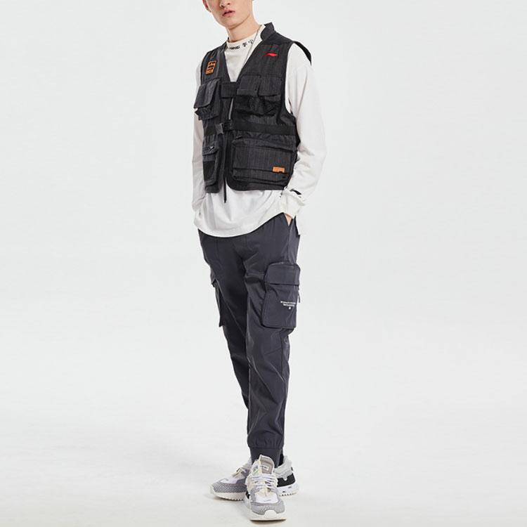 Li Ning Anti-Five Series Multi-Pocket Casual Tapered Pants Men Bottoms Cool-Black AKXQ481-1