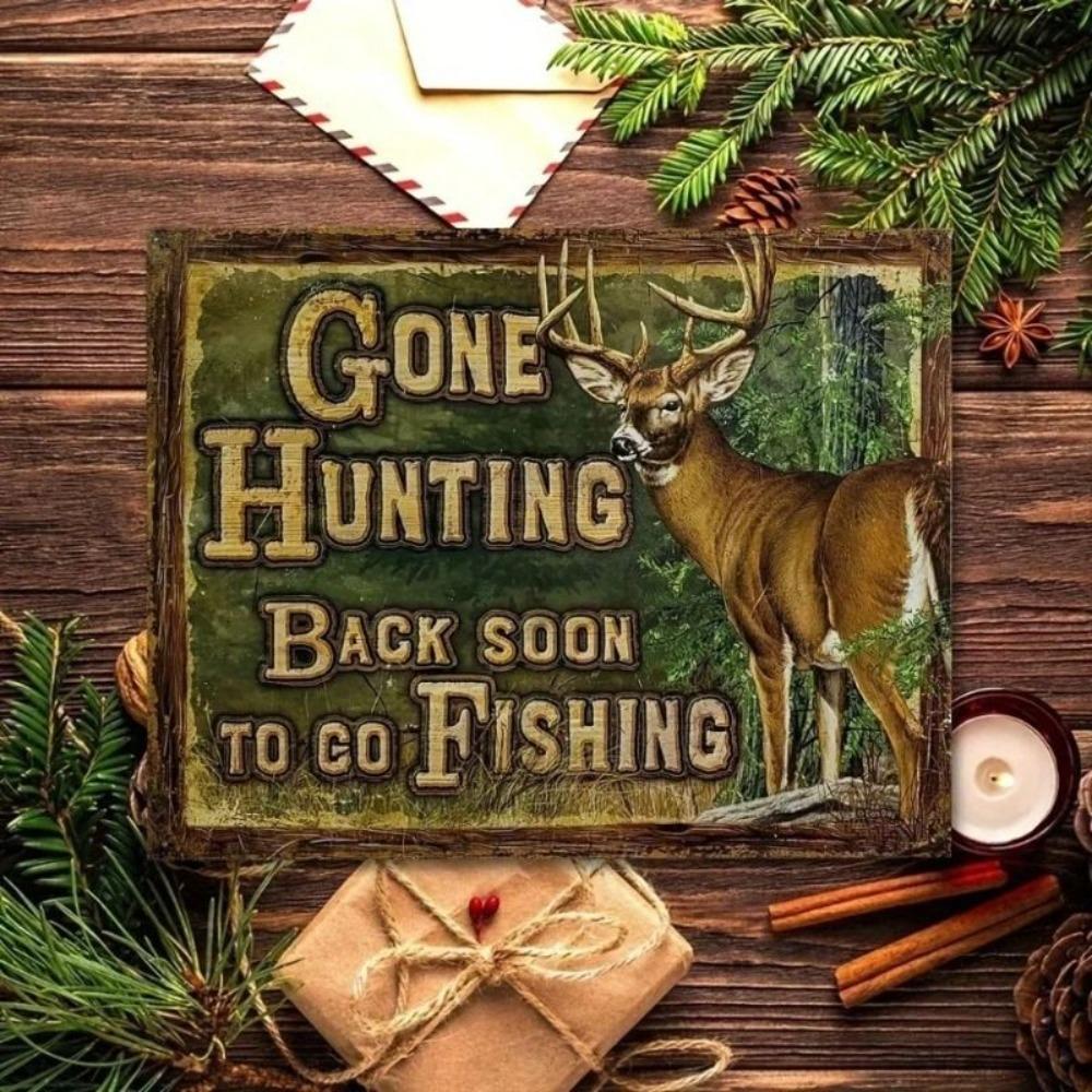 Metal Wall Art Deer Hunting Cabin Retro Sign for Bar Garage