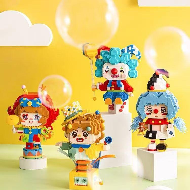 Idea Amusement Park Micro Diamond Block Carnival Joker Building Bricks Surprise Party Clown Toys Figure Nanobrick For Kids Gifts