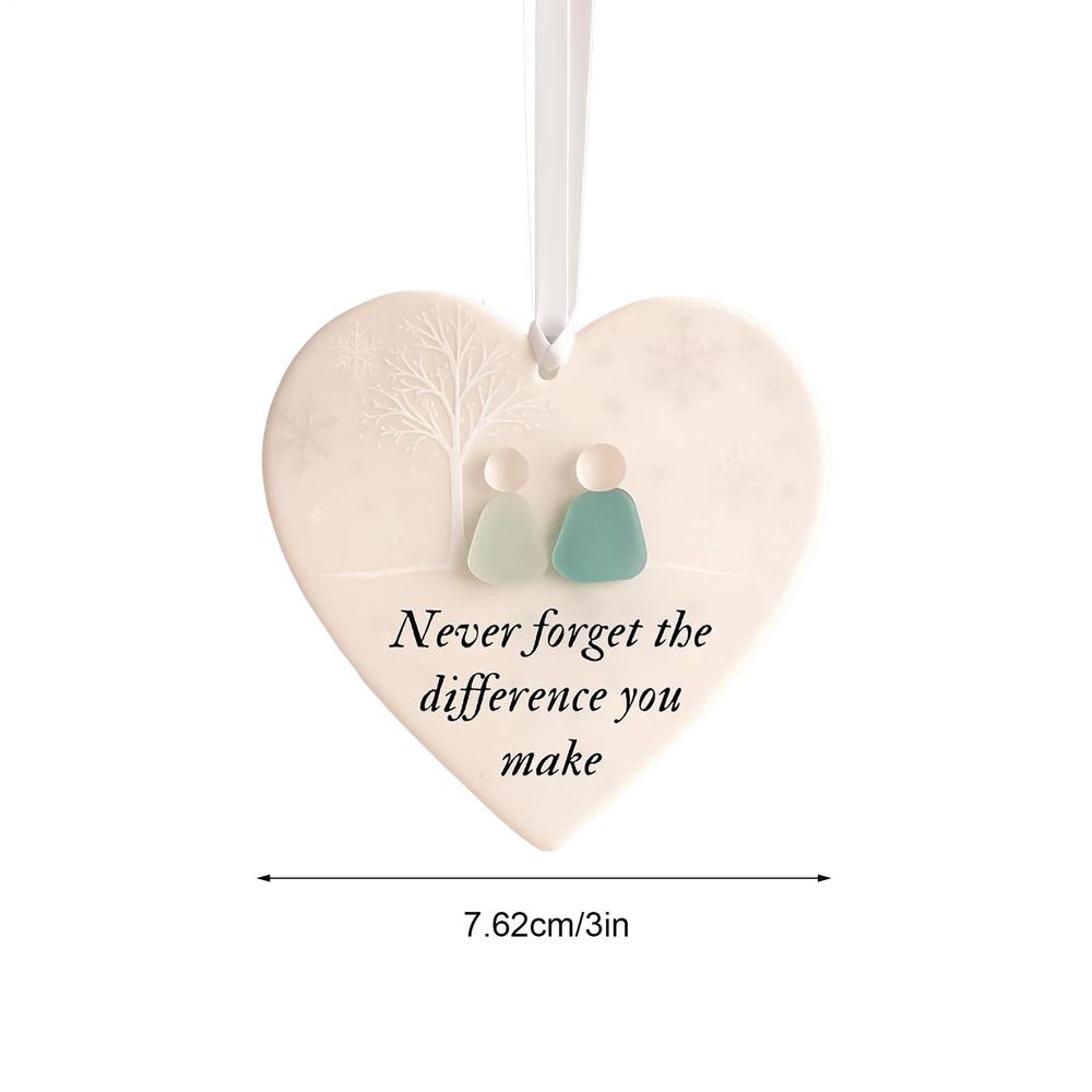 Sea Glass Friendship Ornament Ceramic Timeless Keepsake Heart Hanging Art Pendant For Friend Sister Mothers Day Birthday