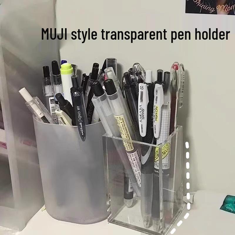 

Acrylic Pen and Pencil Organizer: Transparent, Stylish Storage Box for Desk or Dorm. Single: Square Holder