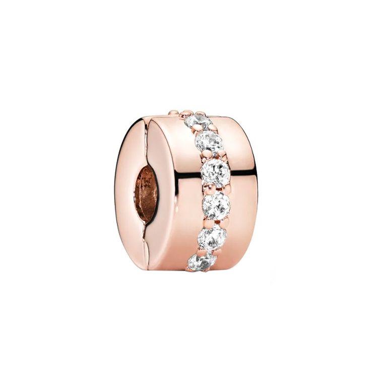 Pandora Brilliant Small Charm Fixed Clip Cubic Zirconia Pendant Women jewelry Rose-Gold 781972CZ Box,Rose Gold