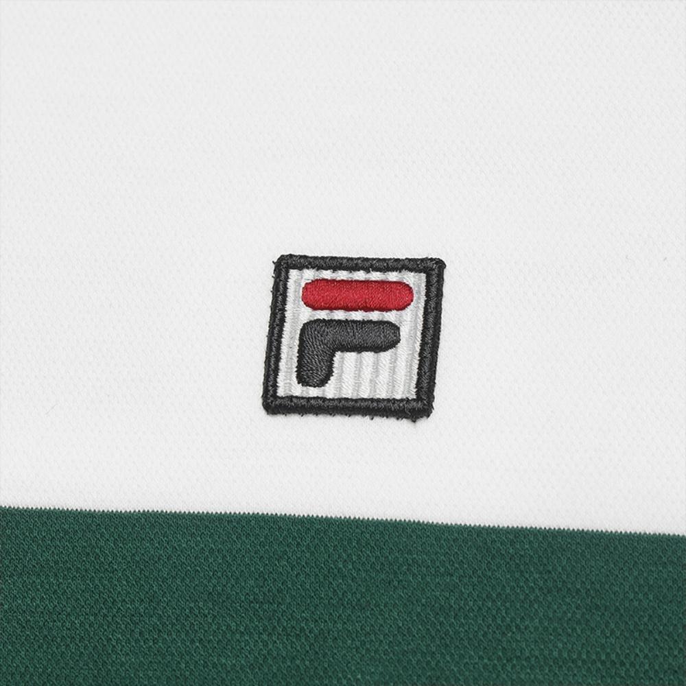 Fila Tennis Fashion Retro Comfortable Simple Striped Versatile Casual Sports Polo Shirt Men Tops Jade-White A11M533105F-WT