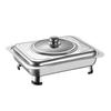 Paslanmaz Çelik Chafing Dish Büfe Isıtıcı Cam Kapaklı Çıkarılabilir Ayaklar Büfeler Oteller Açık Hava Barbekü Catering Hizmeti İçin Yemek Tabağı