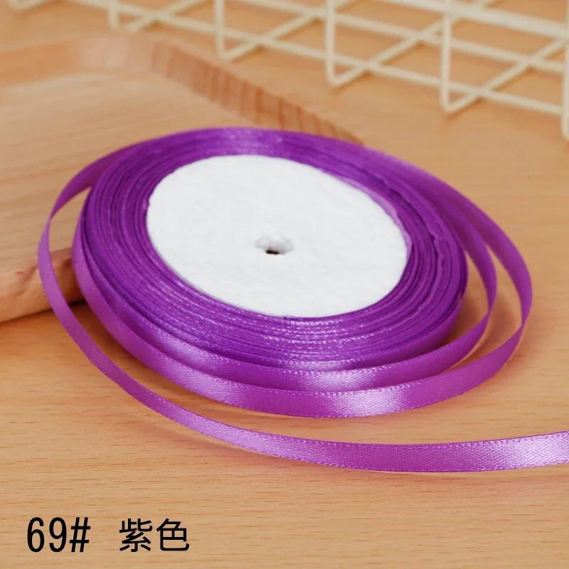 6mm Satin Ribbon DIY Artificial Silk Material Christmas Halloween Wedding Birthday Party DecorationHandmade Bows Gift Wrapping