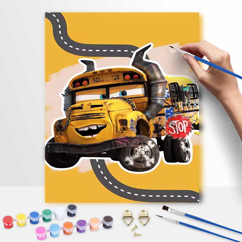Disney Cars Miss Fritter oil paint by numbers painting kit handmade diy home decor gifts wall art decoration crafts for creative hobbyists