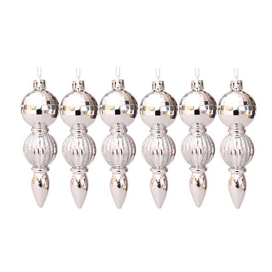 6 Stück/Set Weihnachtsbaum Anhänger Reflektierend mit Seil Erhöhen Festliche Atmosphäre Neujahr Langlebig Bruchsicher Schönes Aussehen Einfach Weihnachten
