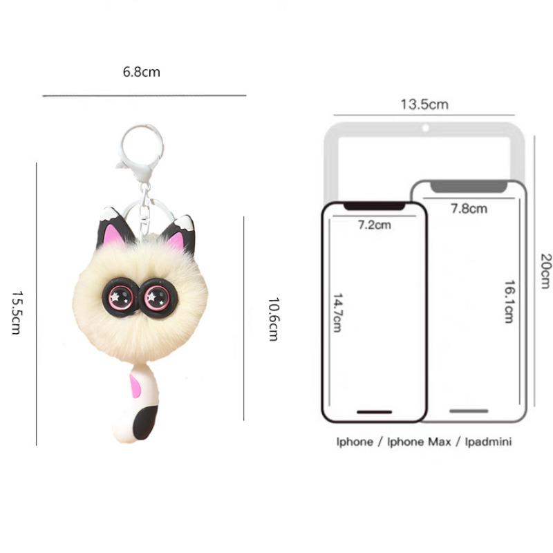 Niedlicher Rexkaninchenhaar Kätzchen Schlüsselanhänger Anhänger Mädchen Herz Plüsch Cartoon Puppe Puppe Taschenzubehör Geschenk