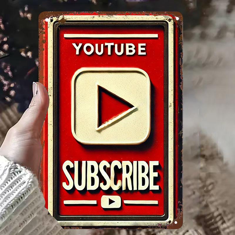 

HD Tin Sign Vintage YouTube Subscribe Retro Metal Tin Sign for Home Wall Decor 20x30cm（7.8x11.8inch）