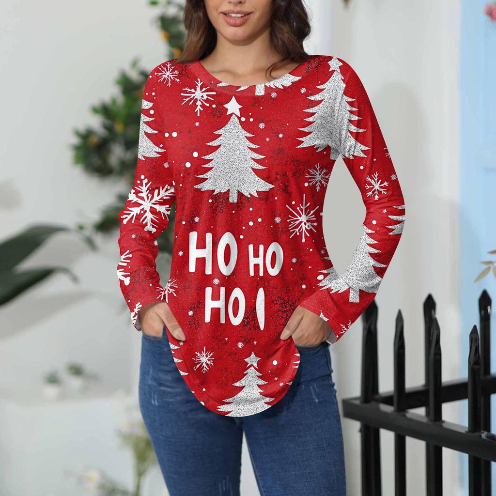 T-skjorter For kvinner Høst Uformelle Langermede skjorter Genser Vintage grafisk trykk Topp Genser Valentinsdag