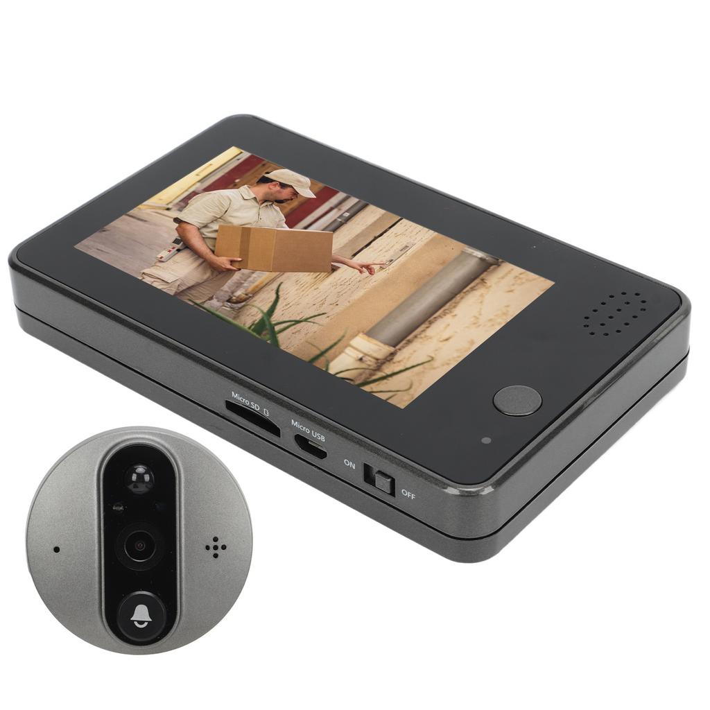 Peephole Camera 4.3in IPS Screen 1080P Infrared Night Vision Video Doorbell Viewer Two Way Audio