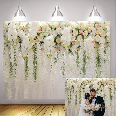 Wedding Backdrop Sweet White Flower Backdrops Engagement Party Flower Bridal Background For Wedding Photography Backdrops