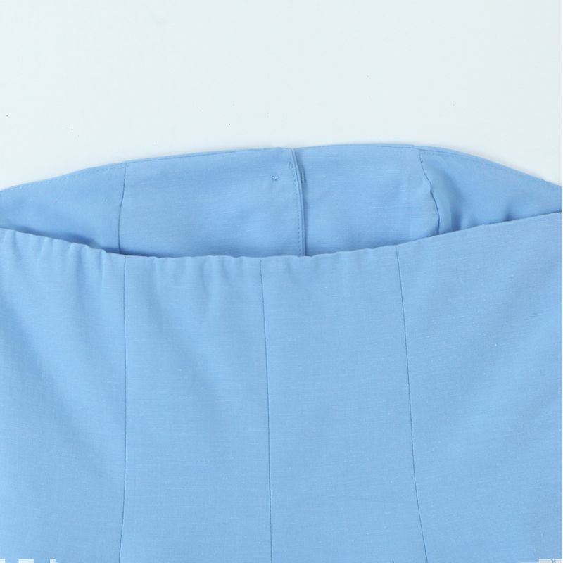 Kaslead New Women clothes Western Style Stretch Neck Collar Top Long Pleated Pants 0085339 3152433