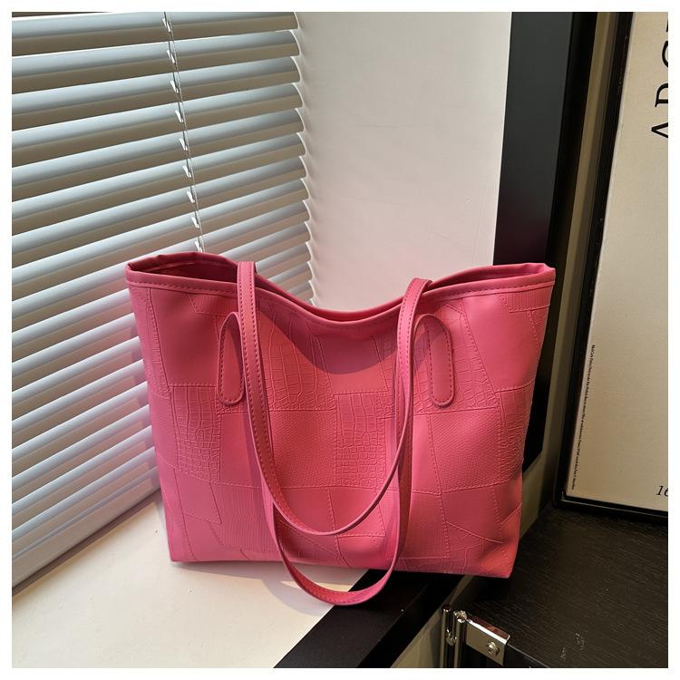 

Вместительная простая ретро-летняя сумка-тоут на одно плечо подмышку женская розовый