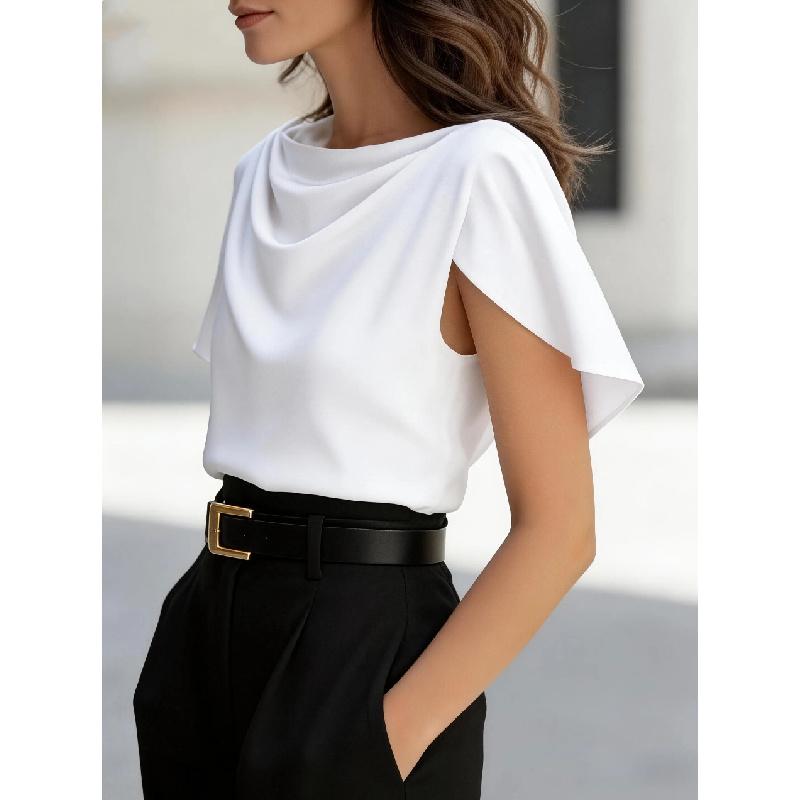 2026 New Women's Summer Commuting Versatile Satin Short-Sleeve Shirt Top