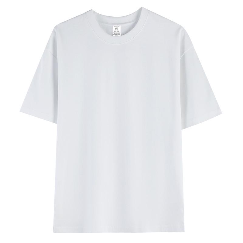 Heavyweight 230g Pure Cotton Men s Round Neck Drop Shoulder Short Sleeve Solid Color T-shirt Medium