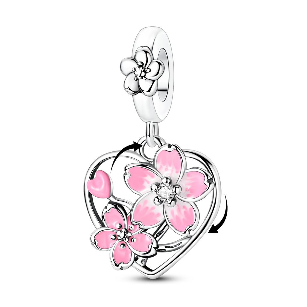 Spring Charm 925 Silver Beads Flower Butterfly Beetle Pendant Fit Bracelet Necklace DIY Lady Jewelry Gift