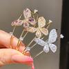 Fashion Butterfly Zircon Double Layer Bracelet With Cubic Zirconia For Elegant Casual Wear