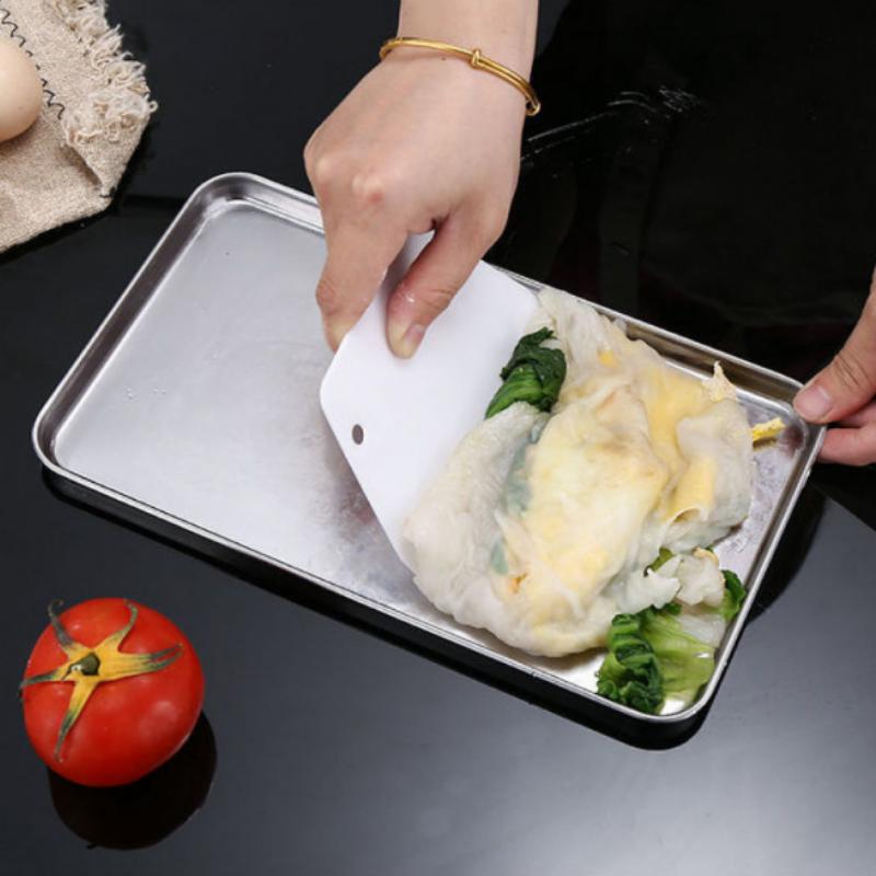 1PC Rectangle Stainless Steel Tray Food Serving Plate Buffet Presentation Pan for Rice Home Dishes Storage Kitchen Gadget