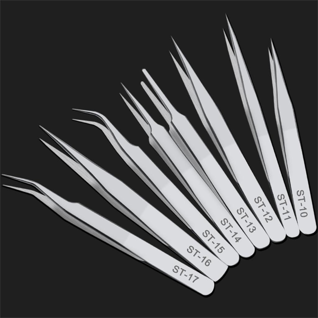 Stainless Steel Anti-iodine Tweezers Long Straight Forceps 12.5cm-30cm Straight Elbow Head Tools