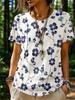 Women's Summer Fashion Casual T-Shirt 3D Floral Print Round-Neck Short-Sleeve Top Elegant and Chic Women's Short-Sleeve Top