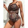 European and American Pregnant Women with Split Floral Leopard Print Lotus Leaf Edge Swimsuit Covering Belly Loose Support Pregnant Women Friendly
