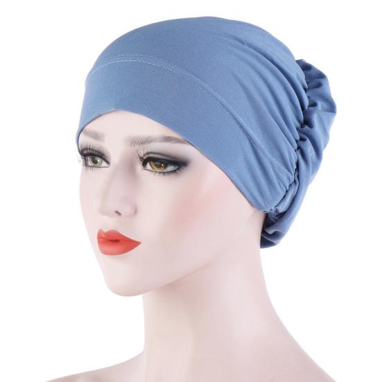 Women Small Solid Color Soft Knotted Night Sleep Beanie Bonnet Chemo Hat Cover