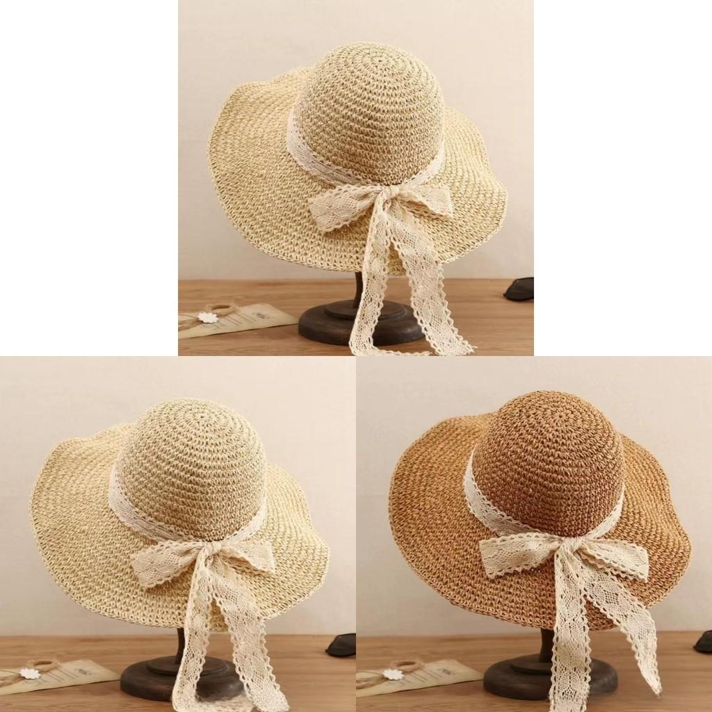 Beach Sun Hat For Women Round Top Wide Brim Straw Hat With Breathable Design