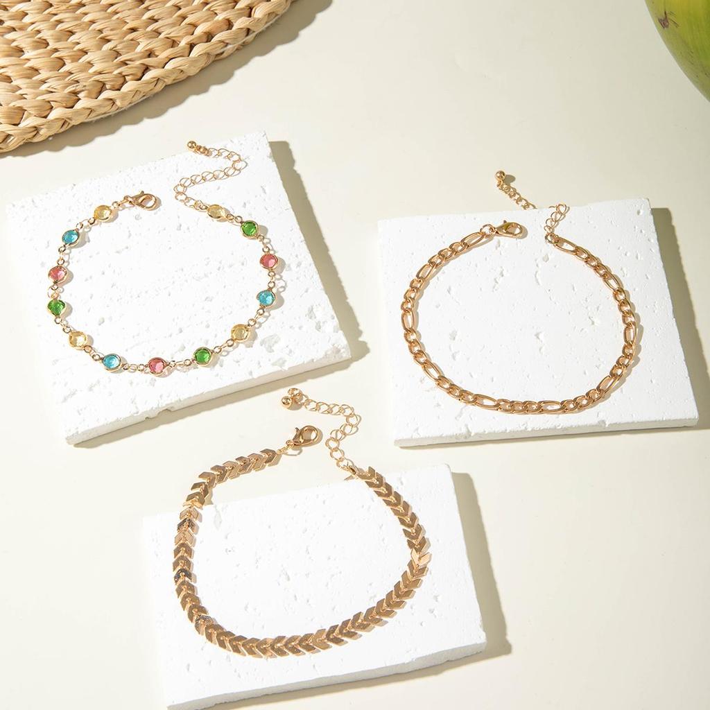 Cross Border Fashion Versatile Creative Airplane Chain Foot Chain Beach Style Fashion Trend Inlaid Rhinestone Three Piece Set Foot Chain