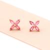 New Product Simple Gold-plated Stone-inlaid Red Flower Stud Earrings Temperament Korean Version Sweet and Elegant Earrings Earrings Lady Style