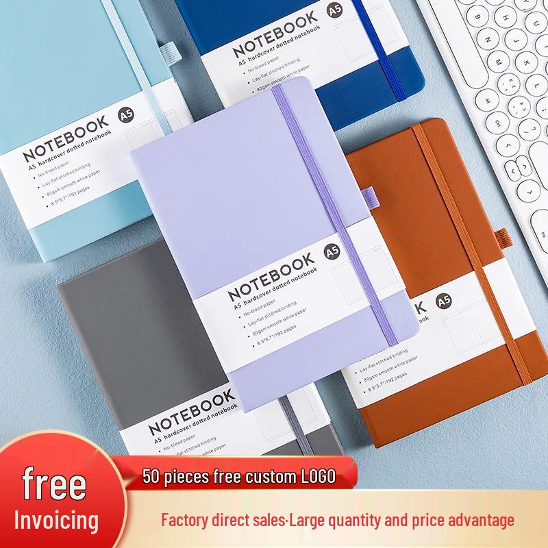 Customizable A5 Leather Strap Notebook with Printable Logo - Simple Business Design