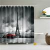Decorative Oil Painting Printed Fabric Waterproof Polyester Shower Curtains For Bathroom With Hooks 180X180Cm