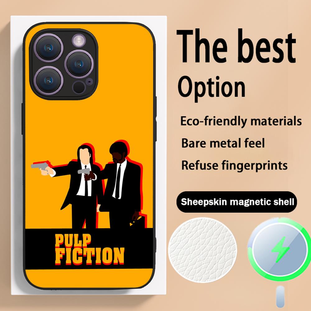 Classic Movies Pulp Fictions Poster Phone Case For iPhone 16 15 14 13 12 11 Plus Pro Max High-end Luxury Magsafe Sheepskin