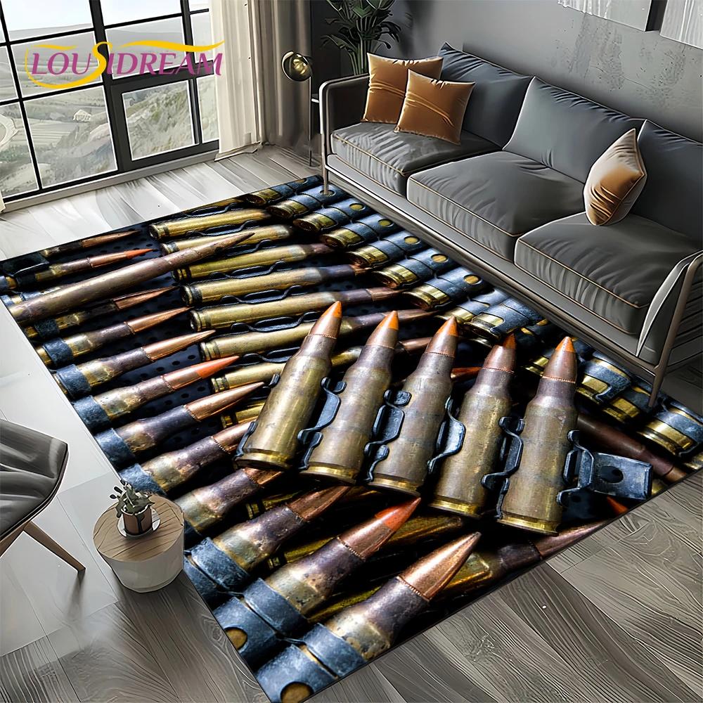 27 Style Retro Guns Pistol Ammunition Bullet Cartridge AK M4 Rug Carpet for Living Room Bedroom Decor,Non-slip for Sofa Doormat