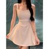 French Hepburn Style Temperament Dress Small White Dress Women's Early Spring High Sense Pure Desire To Close the Waist a Word Suspender Dress